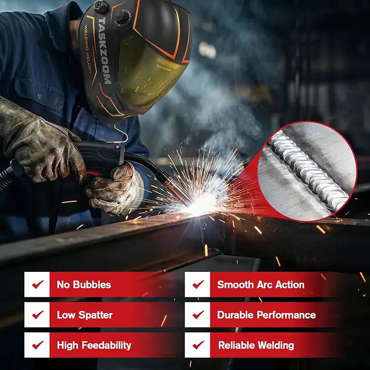 TASKZOOM Flux Core Welding Wire .030", E71T-GS Gasless MIG Welding Wire 2 lb Spool, Mild Steel Flux Core Wire, No Gas MIG Wire for Wire Welder, Smooth Arc Low Spatter