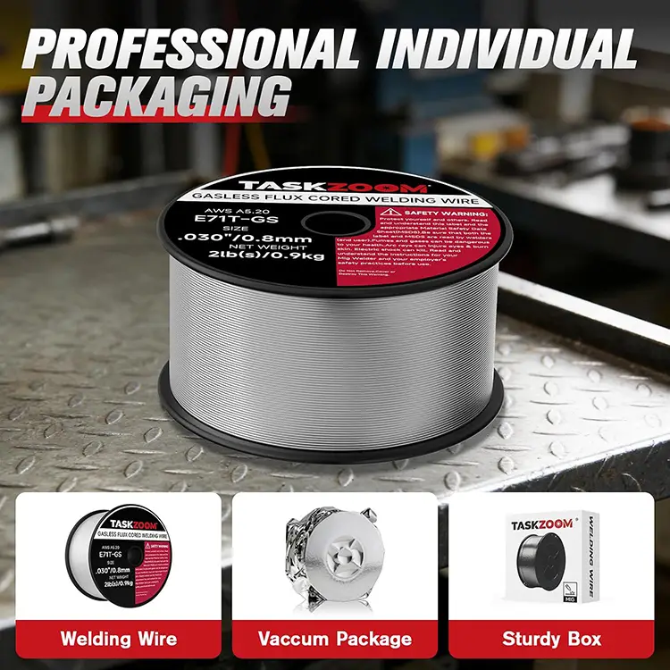 TASKZOOM Flux Core Welding Wire .030", E71T-GS Gasless MIG Welding Wire 2 lb Spool, Mild Steel Flux Core Wire, No Gas MIG Wire for Wire Welder, Smooth Arc Low Spatter