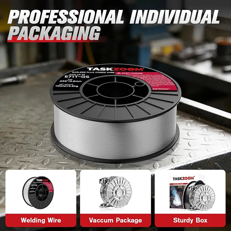 TASKZOOM Flux Core Welding Wire .030", E71T-GS Gasless MIG Welding Wire 10 lb Spool, Mild Steel Flux Core Wire, No Gas MIG Wire for Wire Welder, Smooth Arc Low Spatter