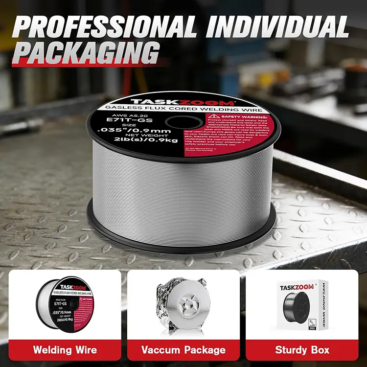 TASKZOOM Flux Core Welding Wire .035", E71T-GS Gasless MIG Welding Wire 2 lb Spool, Mild Steel Flux Core Wire, No Gas MIG Wire for Wire Welder, Smooth Arc Low Spatter
