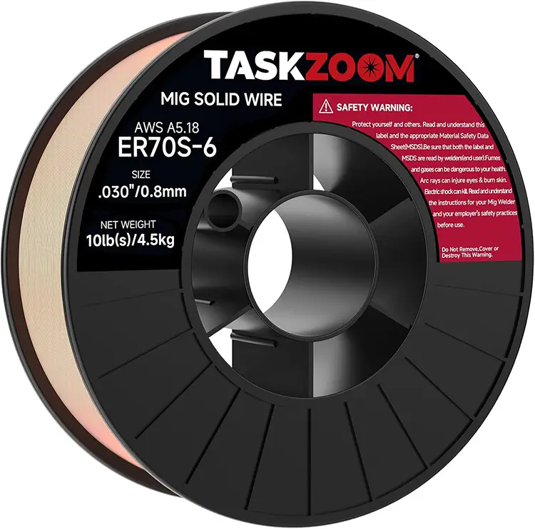 TASKZOOM ER70S-6 MIG Welding Wire .030 Inch 10 LB Spool, Solid Mild Steel MIG Wire, Low Spatter Smoo